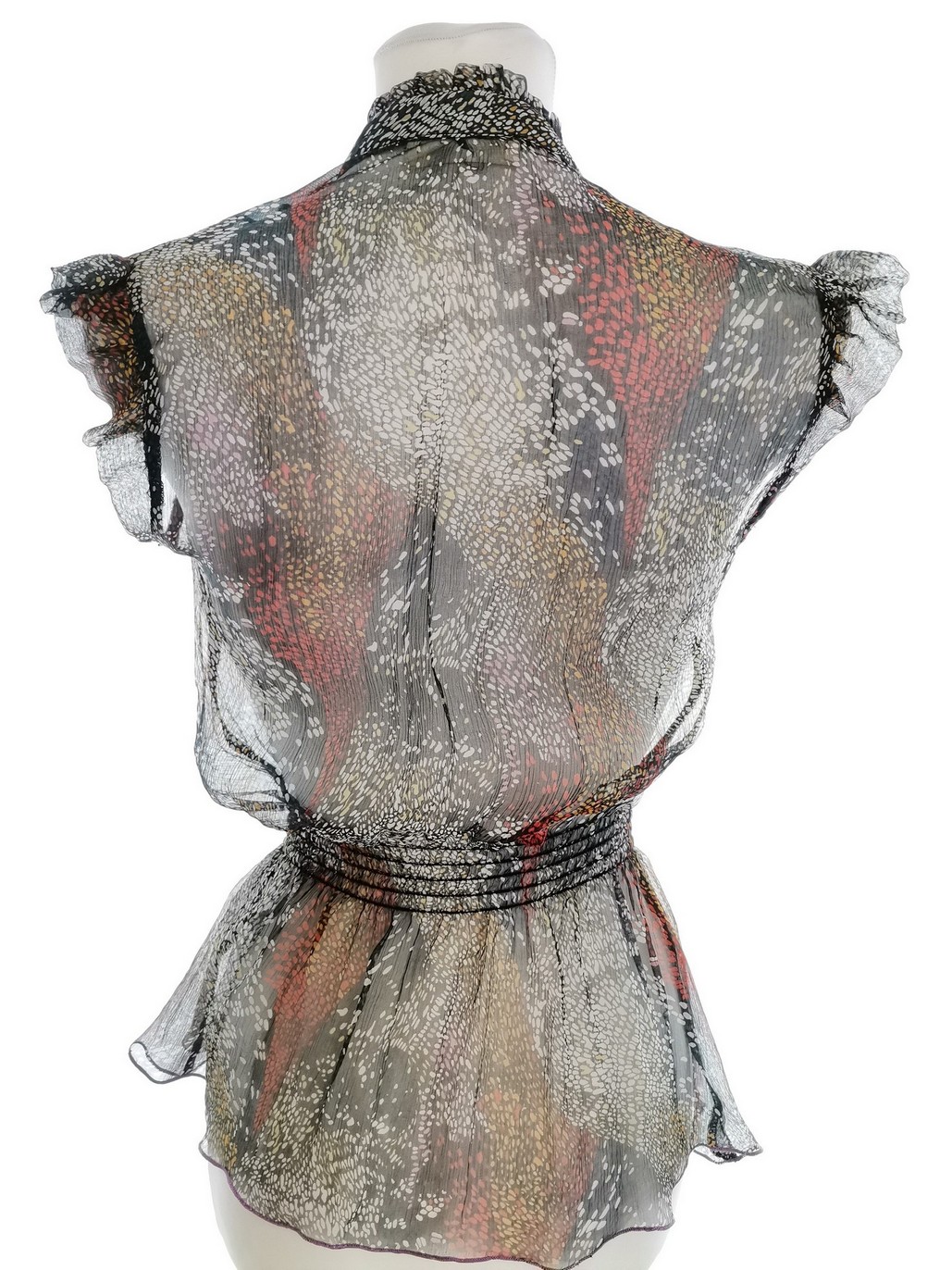 IMG_20220517_121249.jpg River island Rozmiar 8 (34) Kolor Czarny Kołnierz Bluzka Peplum Krótki rękaw Materiał Jedwab 100%