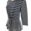 Savida Rozmiar S (38) Kolor Granatowy Pasy Crew Neck Bluzka Peplum Rękaw 3/4