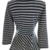 Savida Rozmiar S (38) Kolor Granatowy Pasy Crew Neck Bluzka Peplum Rękaw 3/4