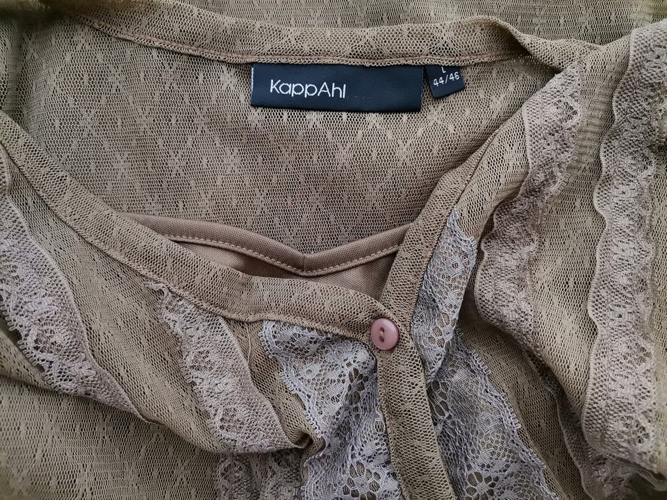 IMG_20220517_134018.jpg Kappahl Rozmiar L (44/46) Kolor Khaki W serek Bluzka Zapinana Krótki rękaw