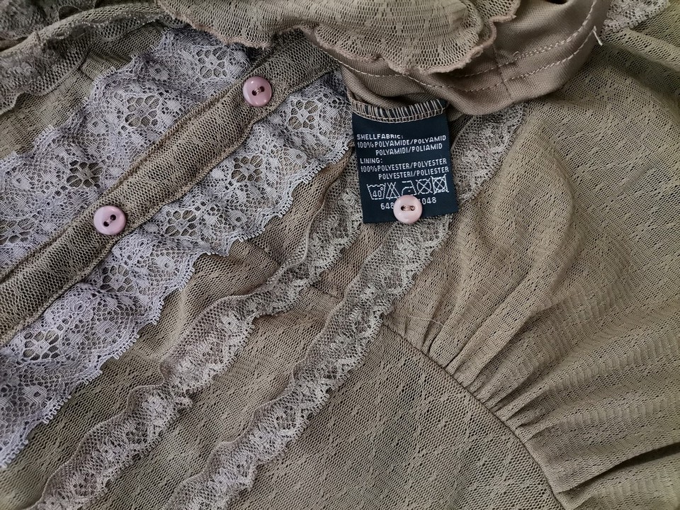 IMG_20220517_134030.jpg Kappahl Rozmiar L (44/46) Kolor Khaki W serek Bluzka Zapinana Krótki rękaw