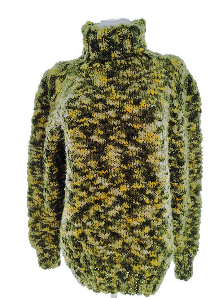 Vintage Rozmiar 42/44 Kolor Zielony Golf Sweter Długi rękaw Gruba dzianina