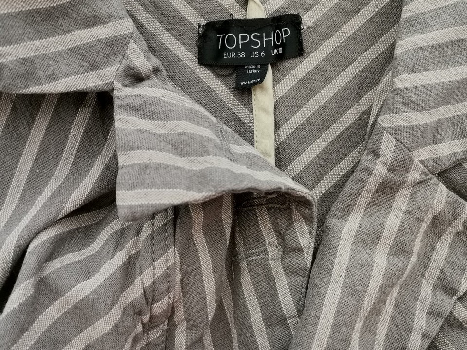 IMG_20220518_140114.jpg Topshop Rozmiar 38 Kolor Szary Pasy Kołnierz Żakiet Haczyk Rękaw 3/4 Materiał Bawełna