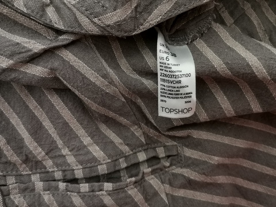 IMG_20220518_140138.jpg Topshop Rozmiar 38 Kolor Szary Pasy Kołnierz Żakiet Haczyk Rękaw 3/4 Materiał Bawełna