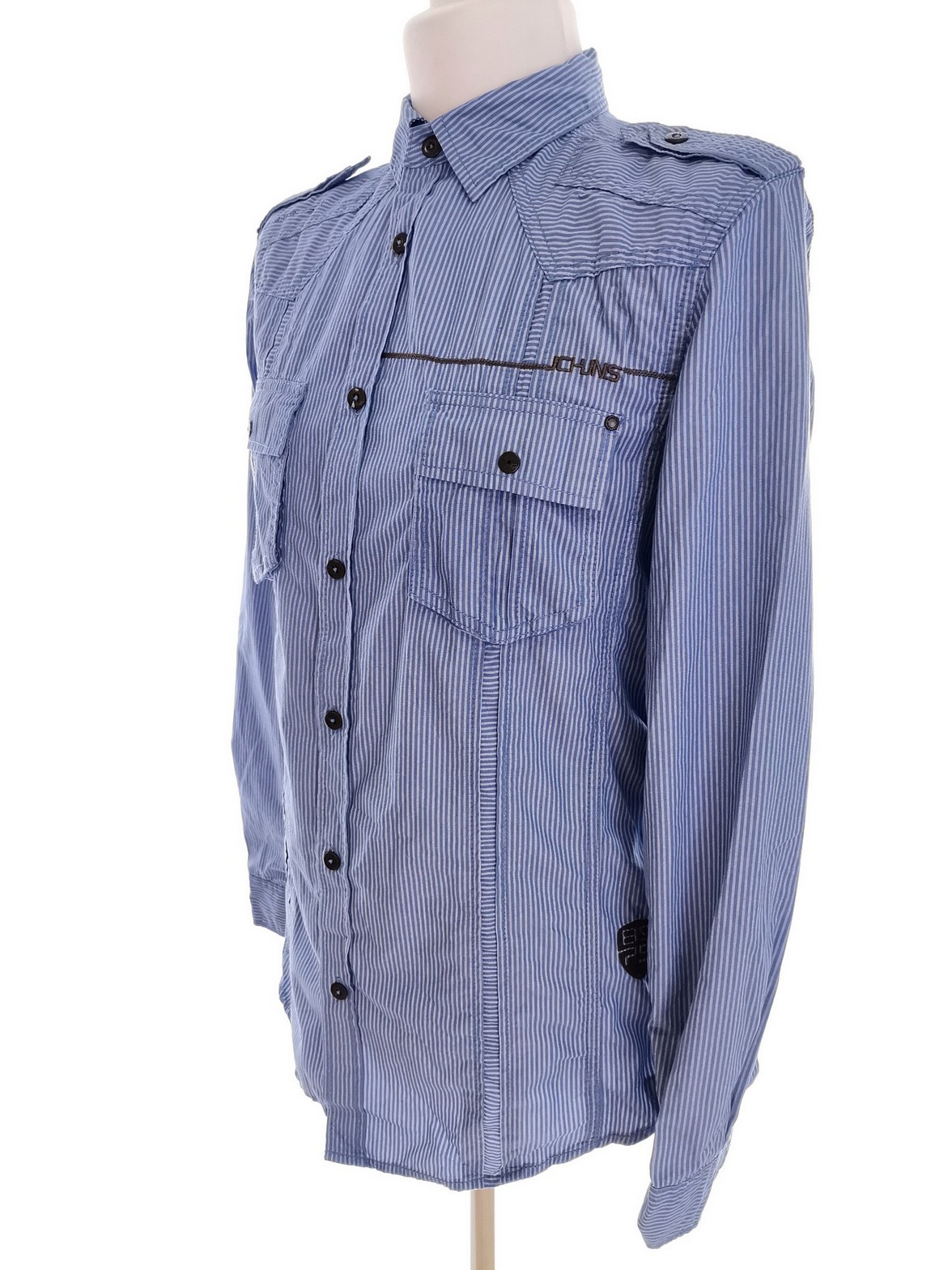 IMG_20220519_122059.jpg Jack & jones Rozmiar M Kolor Niebieski Pasy Kołnierz Męska Koszula Casual Długi rękaw Materiał Bawełna 100%