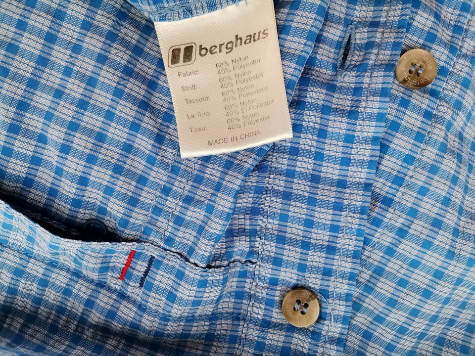 IMG_20220519_123628.jpg Berghaus Rozmiar S Kolor Niebieski Krata Kołnierz Męska Koszula Casual Krótki rękaw