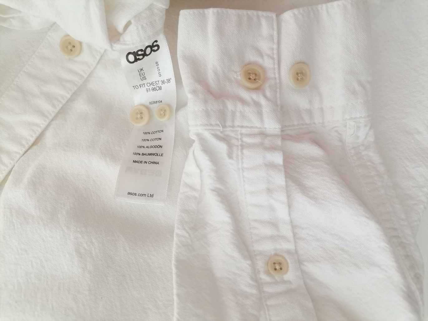 IMG_20220519_130521.jpg ASOS Rozmiar S Kolor Biały Kołnierz Męska Koszula Casual Długi rękaw Materiał Bawełna 100%