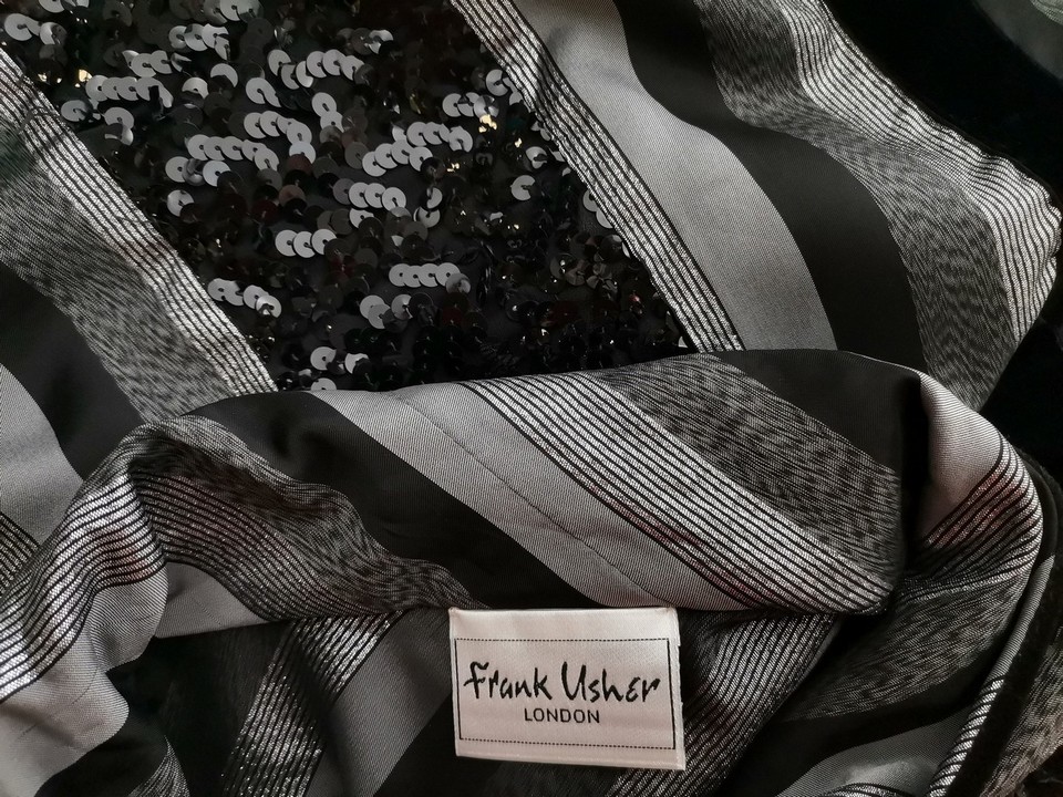 Frank Usher Rozmiar 38 Kolor Czarny Pasy Golf Tunika Bluzka Długi rękaw