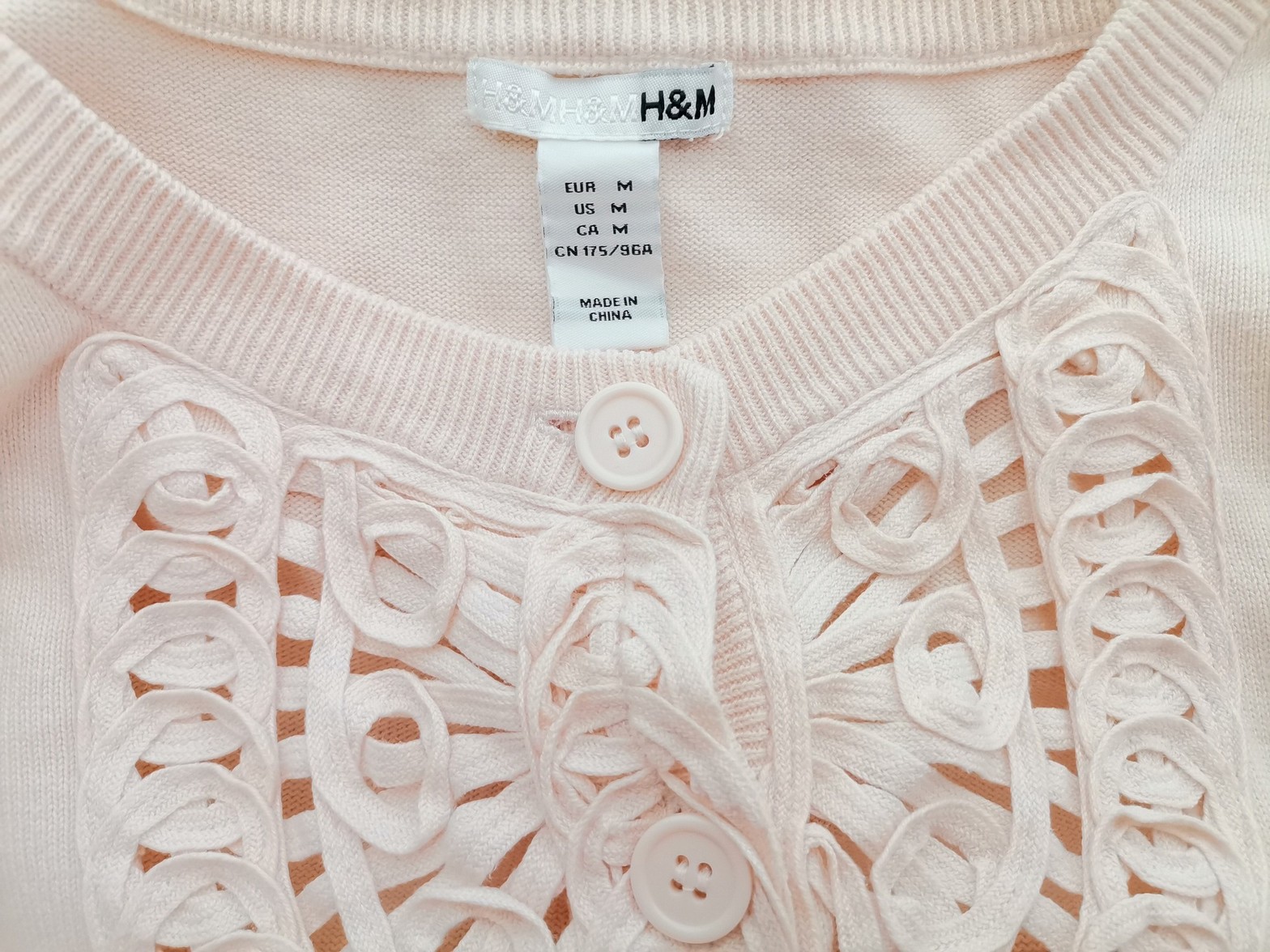 IMG_20220520_143208.jpg H&m Rozmiar M Kolor Kremowy Okrągły dekolt Kardigan Zapinany Rękaw 3/4 Materiał Bawełna 100% Cienka dzianina