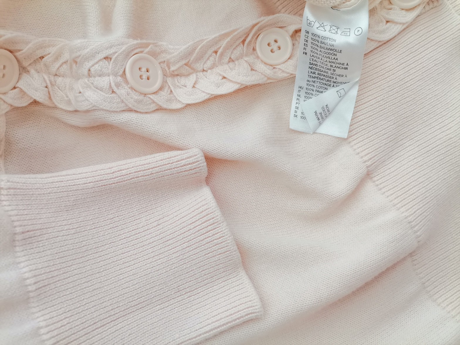 IMG_20220520_143224.jpg H&m Rozmiar M Kolor Kremowy Okrągły dekolt Kardigan Zapinany Rękaw 3/4 Materiał Bawełna 100% Cienka dzianina