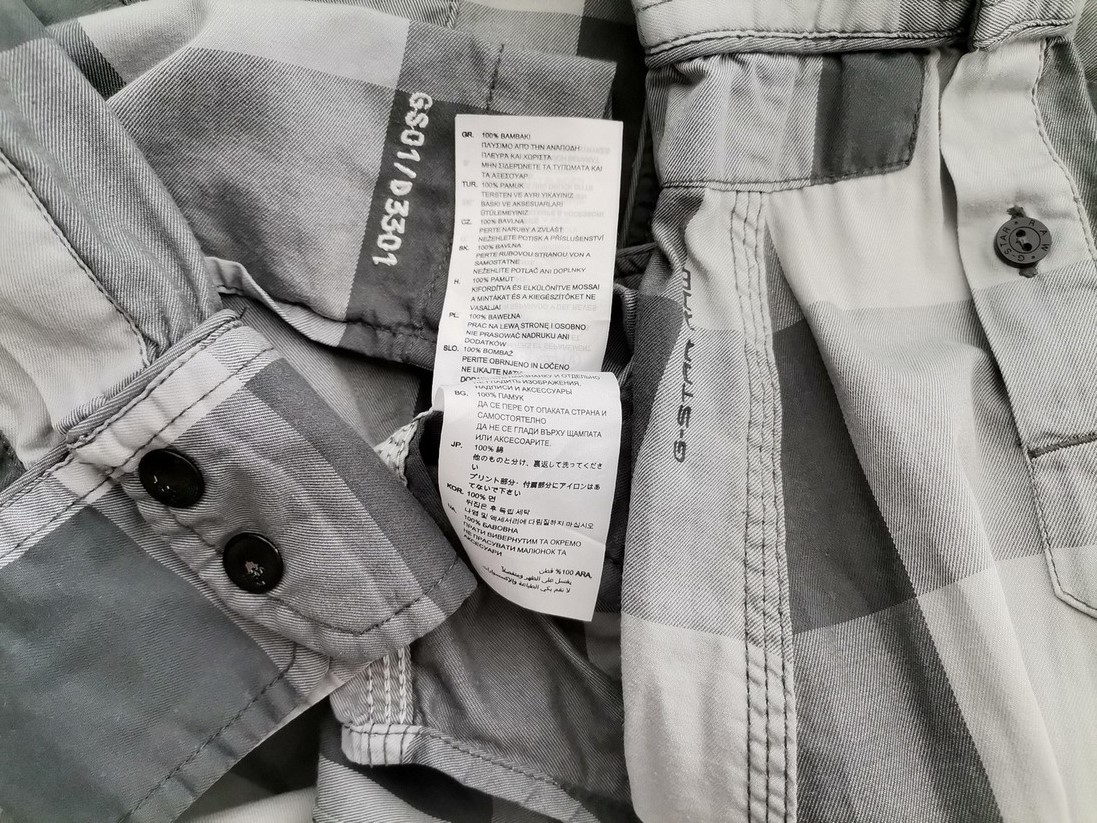 IMG_20220523_115155.jpg G-Star Raw Rozmiar M Kolor Szary Krata Kołnierz Męska Koszula Casual Długi rękaw Materiał Bawełna 100%