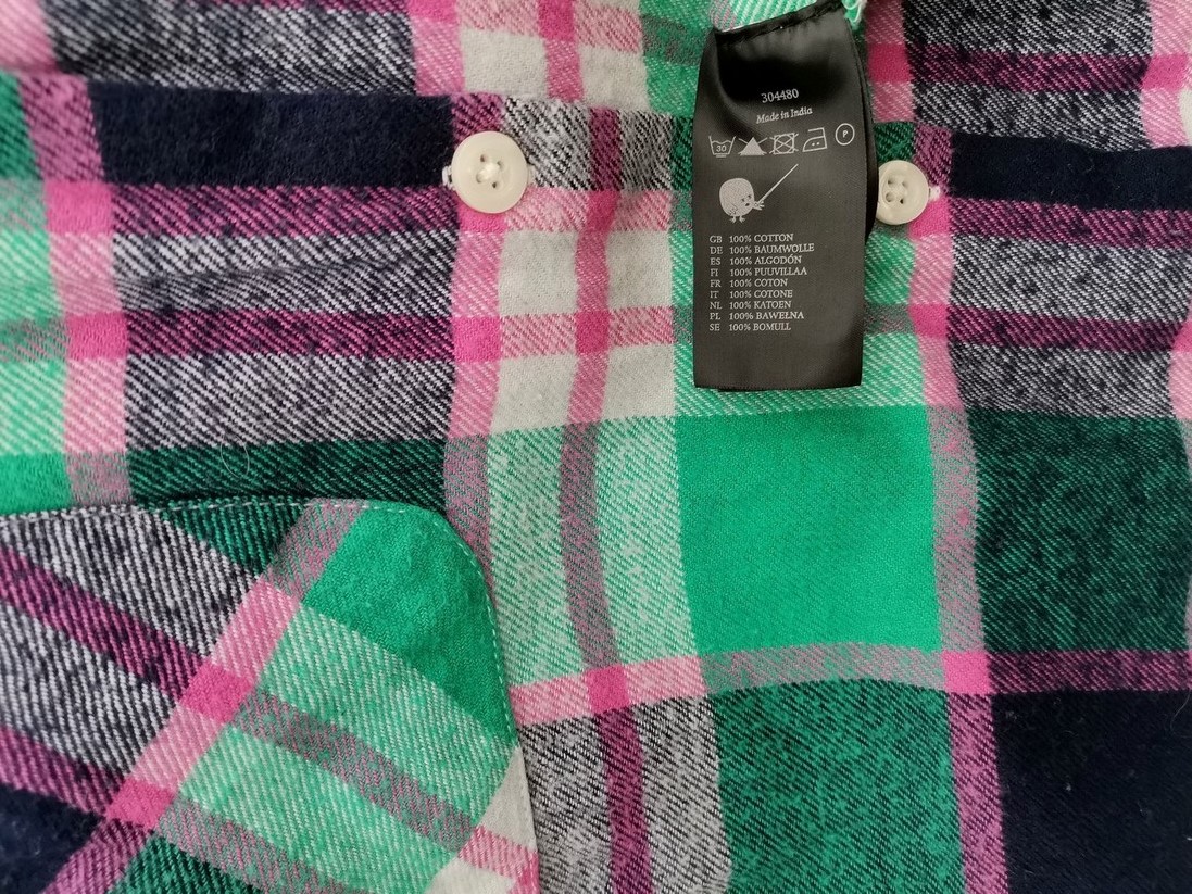 Monki Rozmiar XS Kolor Zielony Krata Kołnierz Tunika Zapinana Bluzka Długi rękaw Materiał Bawełna 100% Monki Rozmiar XS Kolor Zielony Krata Kołnierz Tunika Zapinana Bluzka Długi rękaw Materiał Bawełna 100%