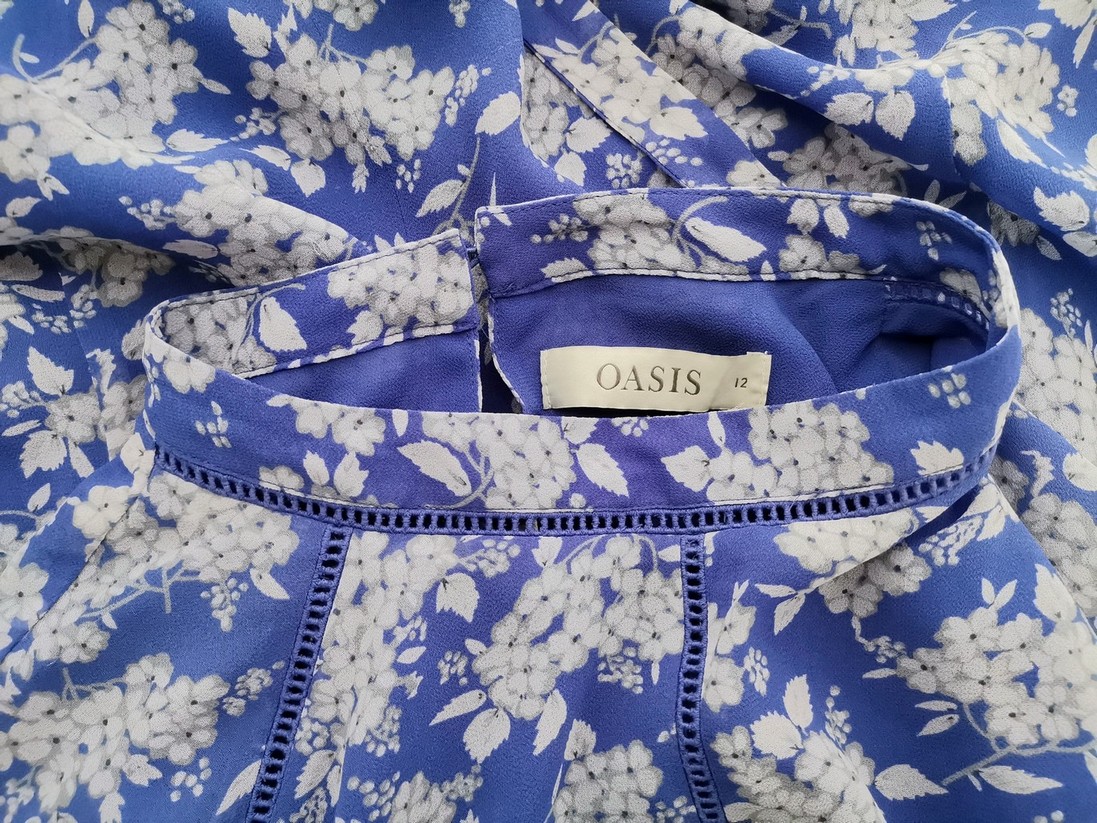 Oasis Rozmiar 12 (40) Kolor Niebieski Okrągły dekolt Sukienka A-Line Krótki rękaw Do Kolan Oasis Rozmiar 12 (40) Kolor Niebieski Okrągły dekolt Sukienka A-Line Krótki rękaw Do Kolan