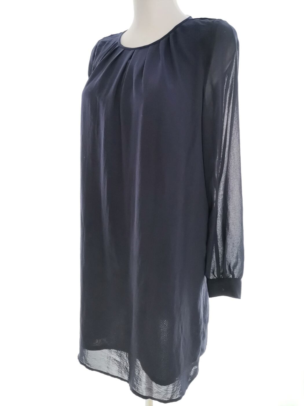 H&m Rozmiar 36 Kolor Granatowy Crew Neck Sukienka Prostokątna Długi rękaw Do Kolan H&m Rozmiar 36 Kolor Granatowy Crew Neck Sukienka Prostokątna Długi rękaw Do Kolan