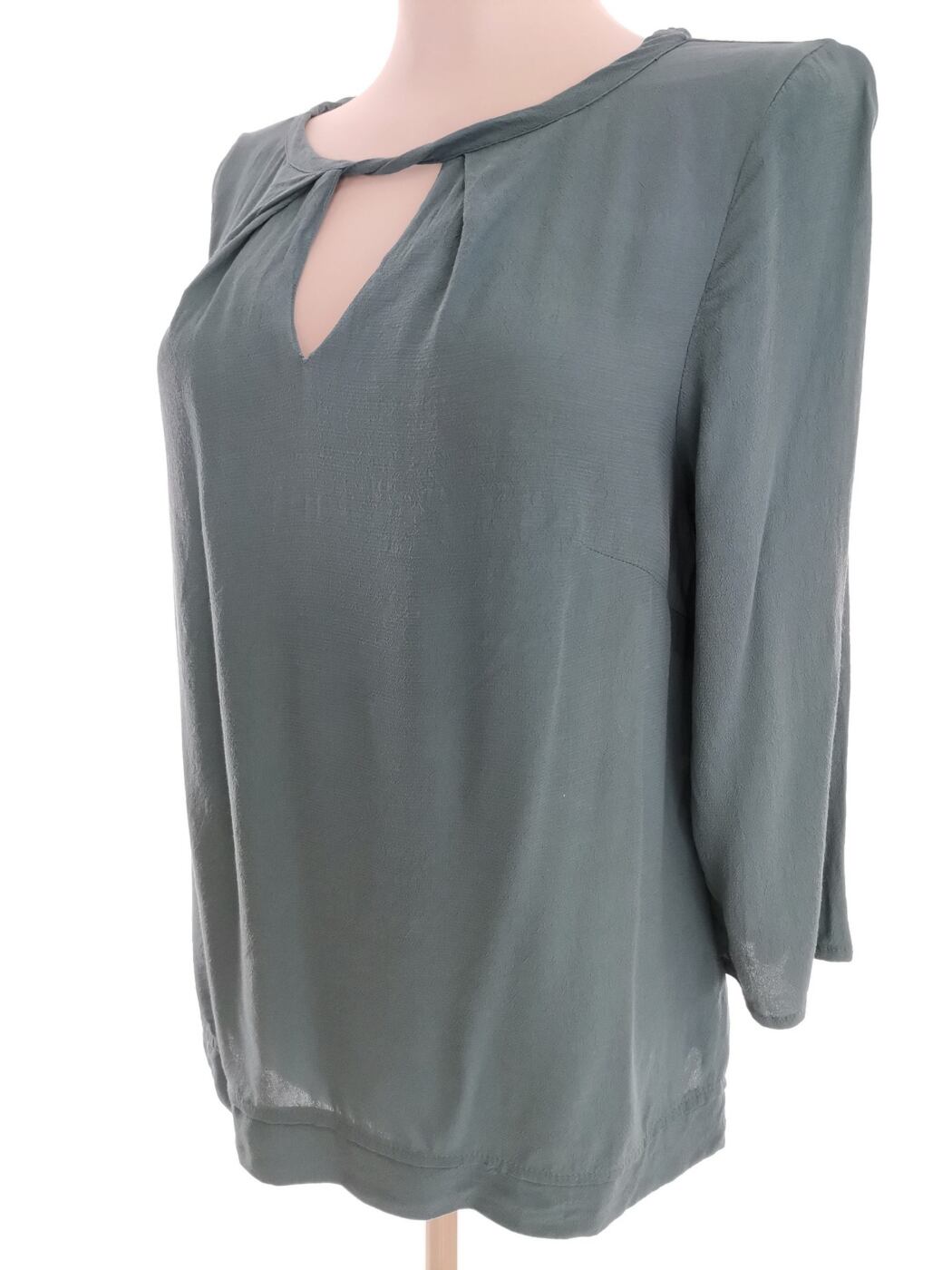 Monsoon Rozmiar 10 (38) Kolor Niebieski Keyhole Crew Neck Bluzka Rękaw 3/4 Materiał Wiskoza 100%