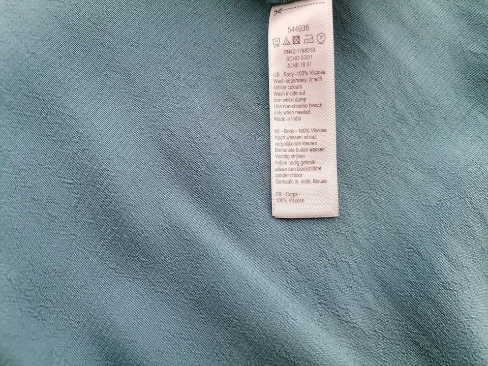 Monsoon Rozmiar 10 (38) Kolor Niebieski Keyhole Crew Neck Bluzka Rękaw 3/4 Materiał Wiskoza 100%