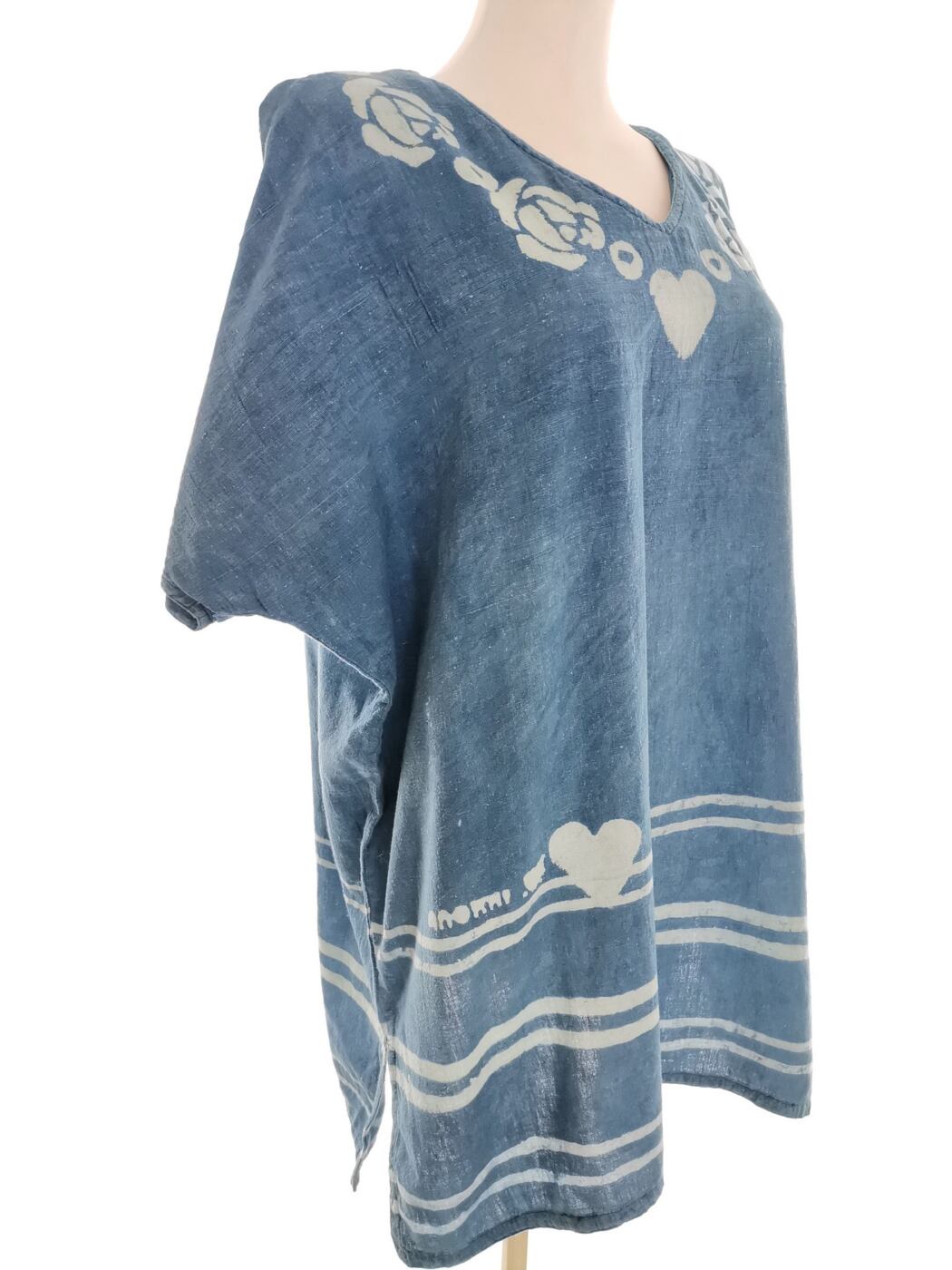 Anokhi Rozmiar FREE SIZE (50/52) Kolor Niebieski Pasy W serek Tunika Bluzka Krótki rękaw Materiał Bawełna 100% Anokhi Rozmiar FREE SIZE (50/52) Kolor Niebieski Pasy W serek Tunika Bluzka Krótki rękaw Materiał Bawełna 100%