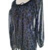 B.YOUNG Rozmiar 40 Kolor Niebieski Panterka Keyhole Crew Neck Bluzka Rękaw 3/4