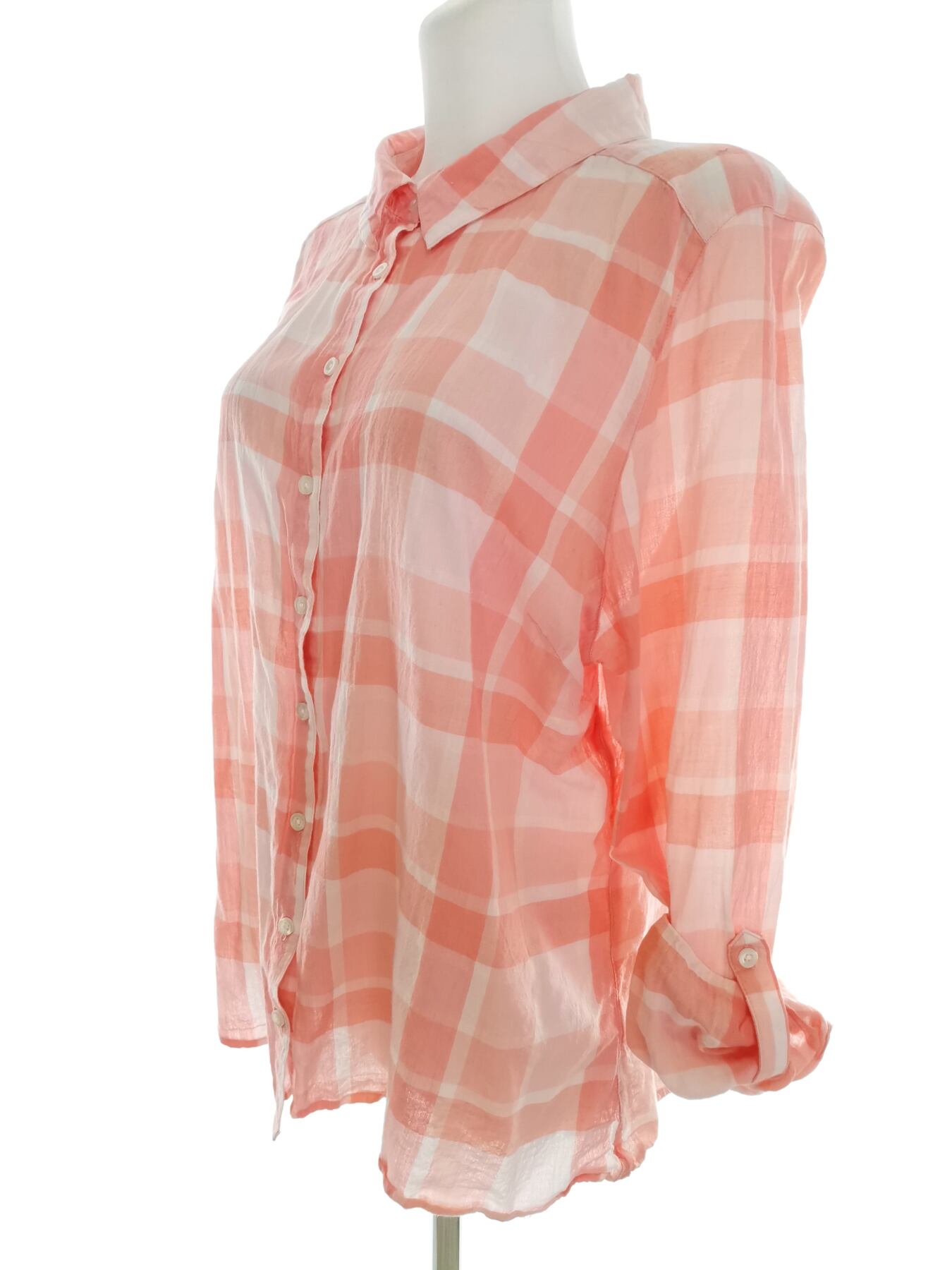 IMG_20220531_112646.jpg Dorothy perkins Rozmiar 14 (46) Kolor Pomarańczowy Krata Kołnierz Koszula Zapinana Bluzka Długi rękaw Materiał Bawełna 100%