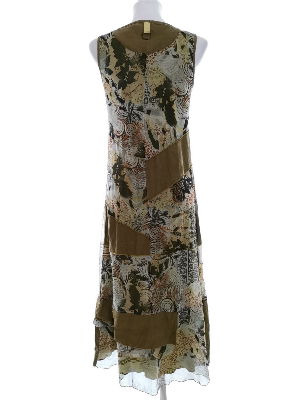 Vintage Rozmiar 34/36 Kolor Khaki Okrągły dekolt Sukienka Maxi Bezrękawnik Długa Vintage Rozmiar 34/36 Kolor Khaki Okrągły dekolt Sukienka Maxi Bezrękawnik Długa