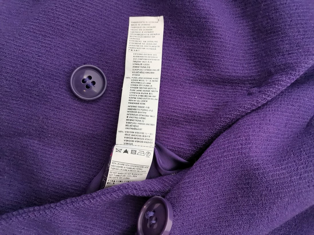 IMG_20220531_122637.jpg Stile Benetton Rozmiar 46 Kolor Fioletowy Płaszcz Długi rękaw Materiał Wełna Jagnięca 100%
