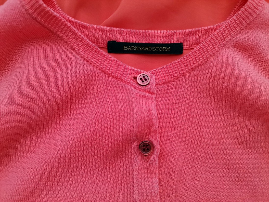 BARNYARDSTORM Rozmiar 0 (36) Kolor Różowy Crew Neck Kardigan Zapinany Długi rękaw Cienka dzianina