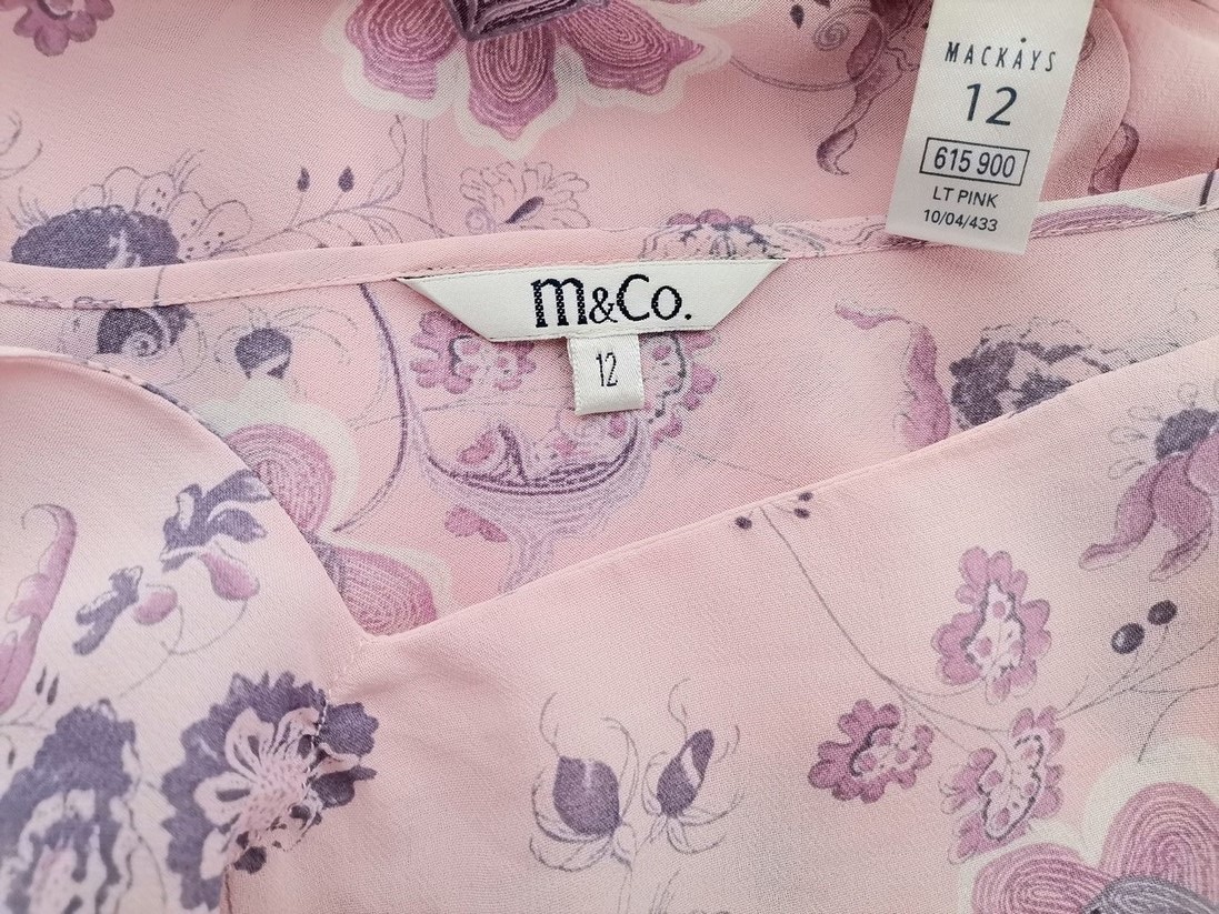 M&Co Rozmiar 12 (40) Kolor Różowy W serek Bluzka Rękaw 3/4 Materiał Wiskoza 100%