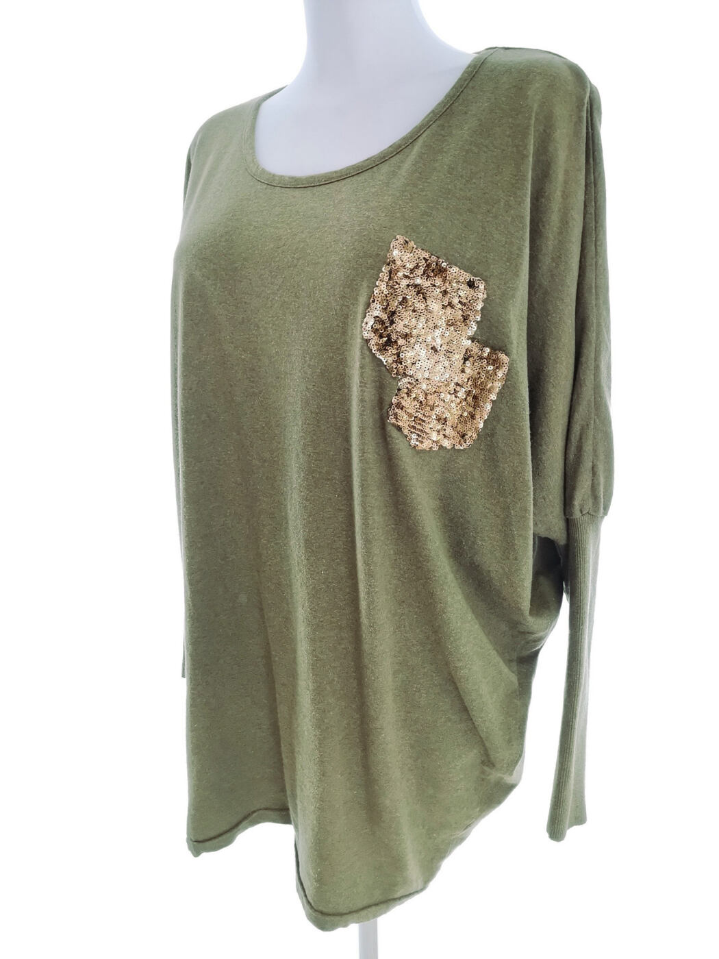 Uldahl Rozmiar L/XL Kolor Zielony Okrągły dekolt Tunika Bluzka Długi rękaw Materiał Bawełna 100% Uldahl Rozmiar L/XL Kolor Zielony Okrągły dekolt Tunika Bluzka Długi rękaw Materiał Bawełna 100%