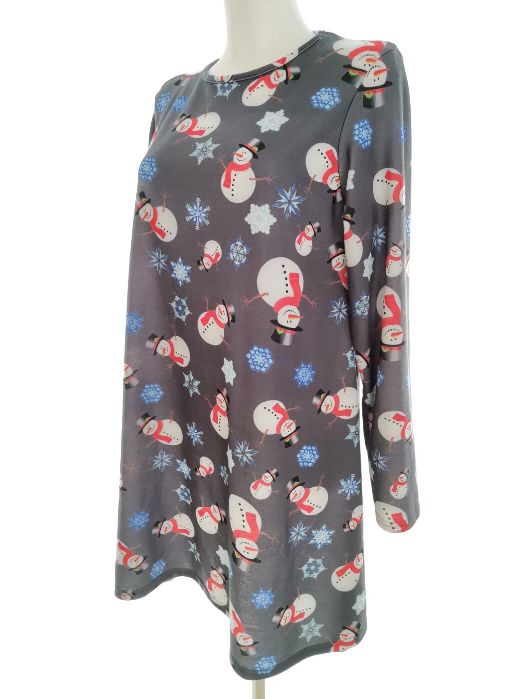 Misslook Rozmiar L/XL Kolor Szary Okrągły dekolt Sukienka Sweterkowa Długi rękaw Do Kolan