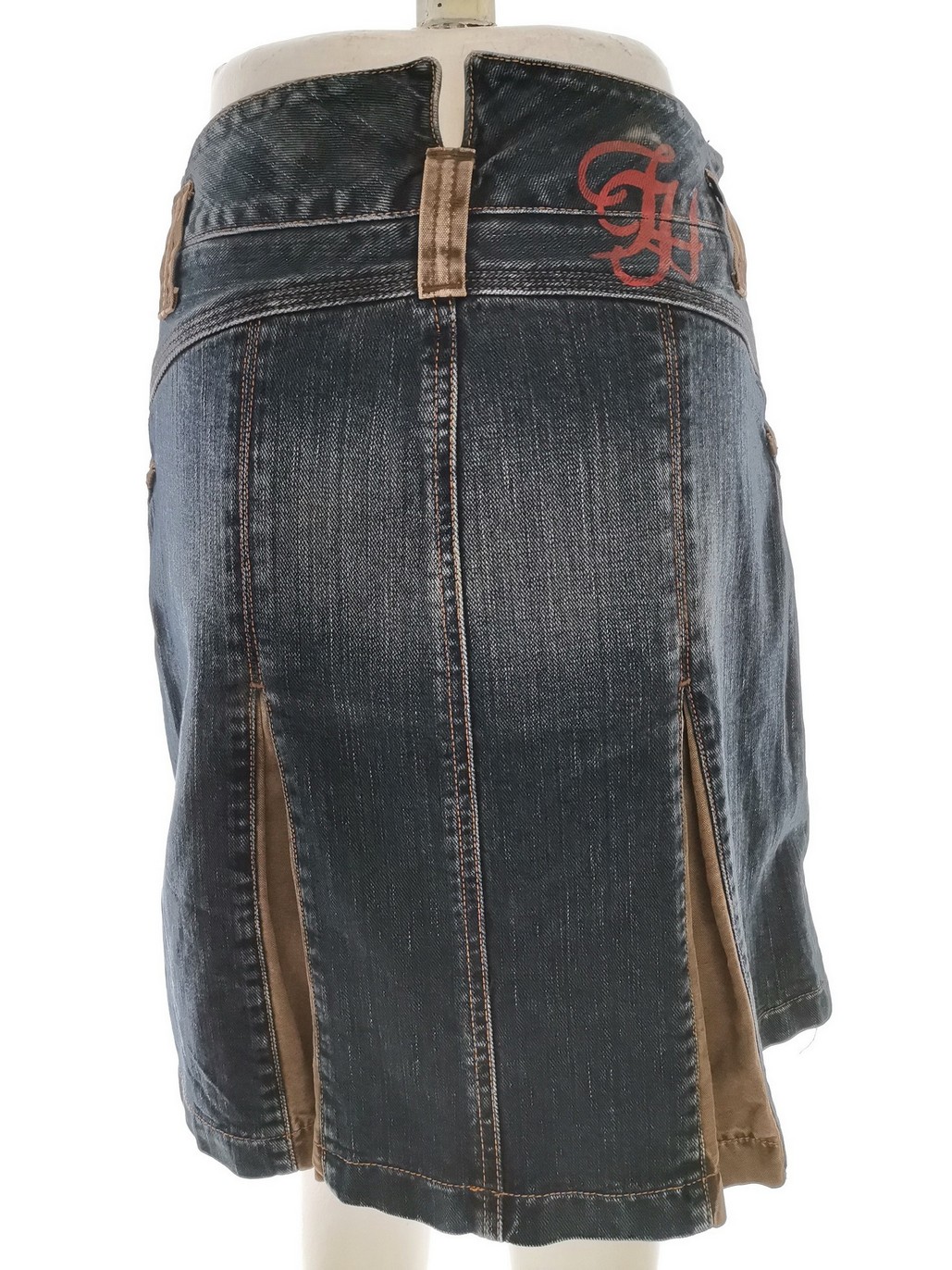 IMG_20220602_114933.jpg TOMMY HILFIGER DENIM Rozmiar XS Kolor Niebieski Spódnica Prosta i Ołówkowa Do Kolan Materiał Bawełna 100%