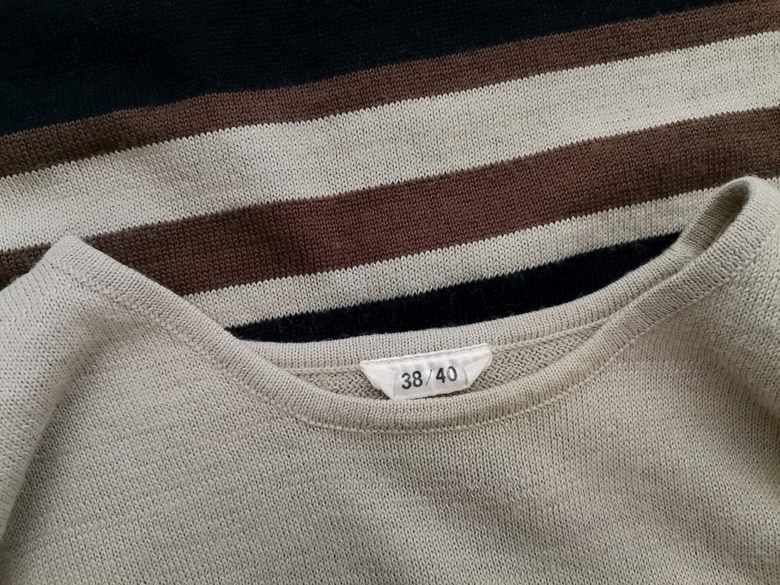 IMG_20220602_131238.jpg Vintage Rozmiar 38/40 Kolor Beżowy Crew Neck Sweter Krótki rękaw Materiał Akryl