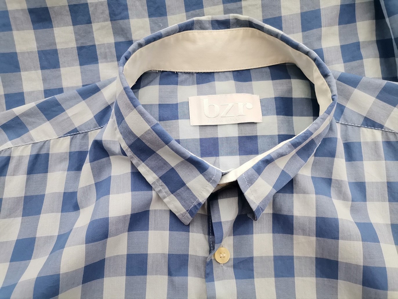IMG_20220606_115407.jpg BZR Rozmiar XL Kolor Niebieski Krata Kołnierz Męska Koszula Casual Długi rękaw Materiał Bawełna 100%