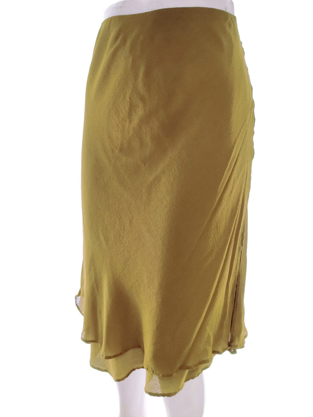 La Perla Italy Rozmiar 46 (40) Kolor Khaki A-Line Spódnica Midi Materiał Jedwab 100%