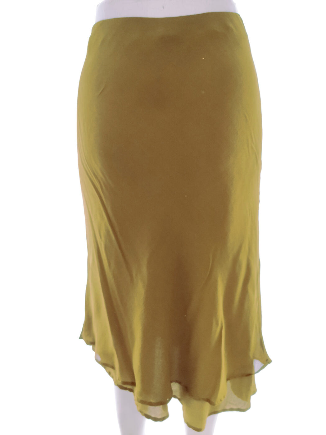 La Perla Italy Rozmiar 46 (40) Kolor Khaki A-Line Spódnica Midi Materiał Jedwab 100%