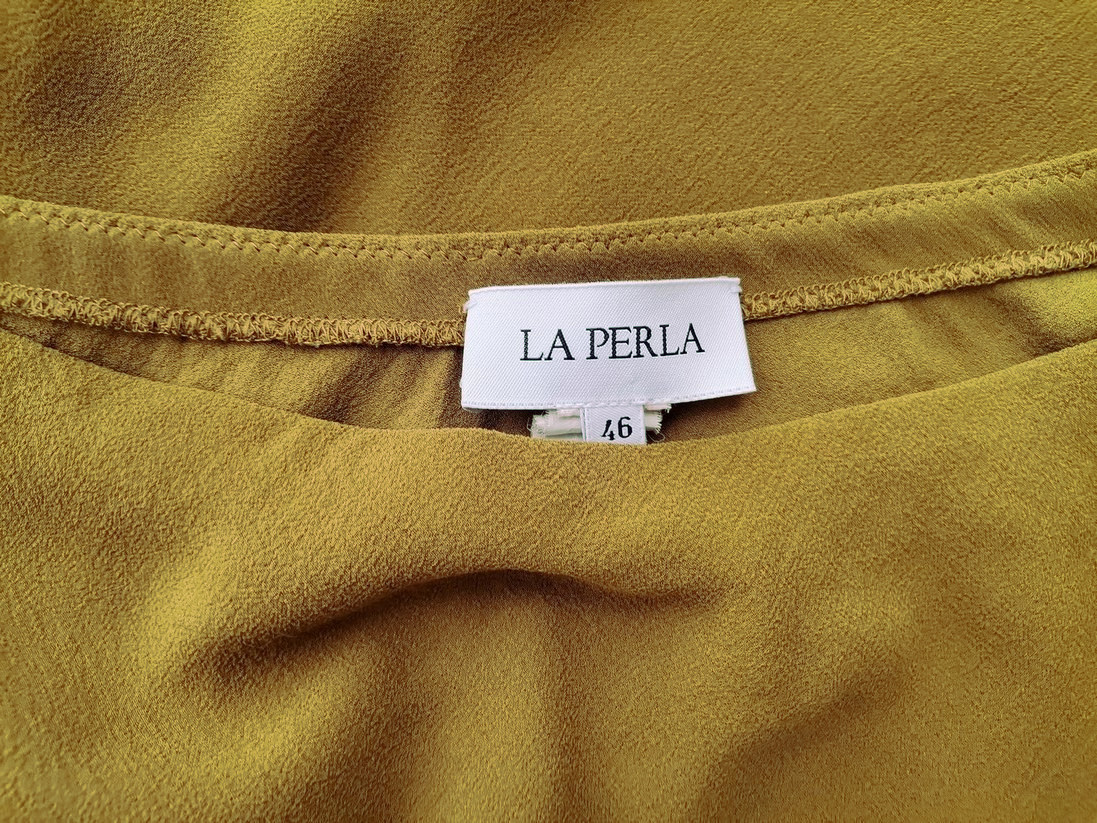 La Perla Italy Rozmiar 46 (40) Kolor Khaki A-Line Spódnica Midi Materiał Jedwab 100%