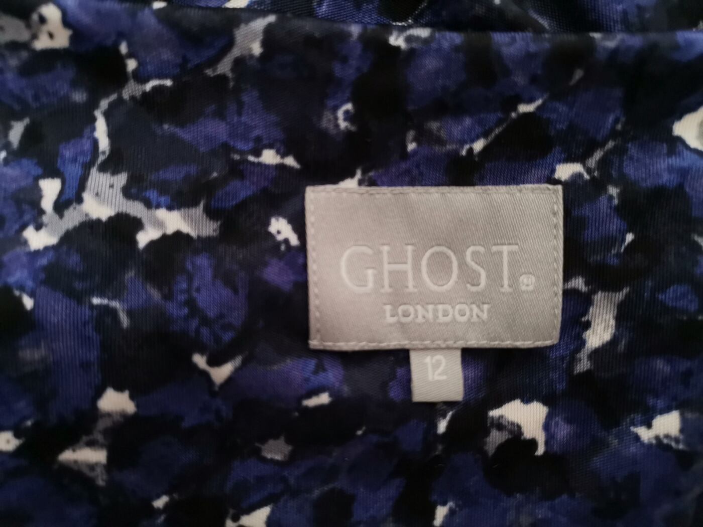 Ghost Rozmiar 12 (40) Kolor Niebieski Głęboki Serek Bluzka Kopertowa Bezrękawnik Materiał Wiskoza 100%