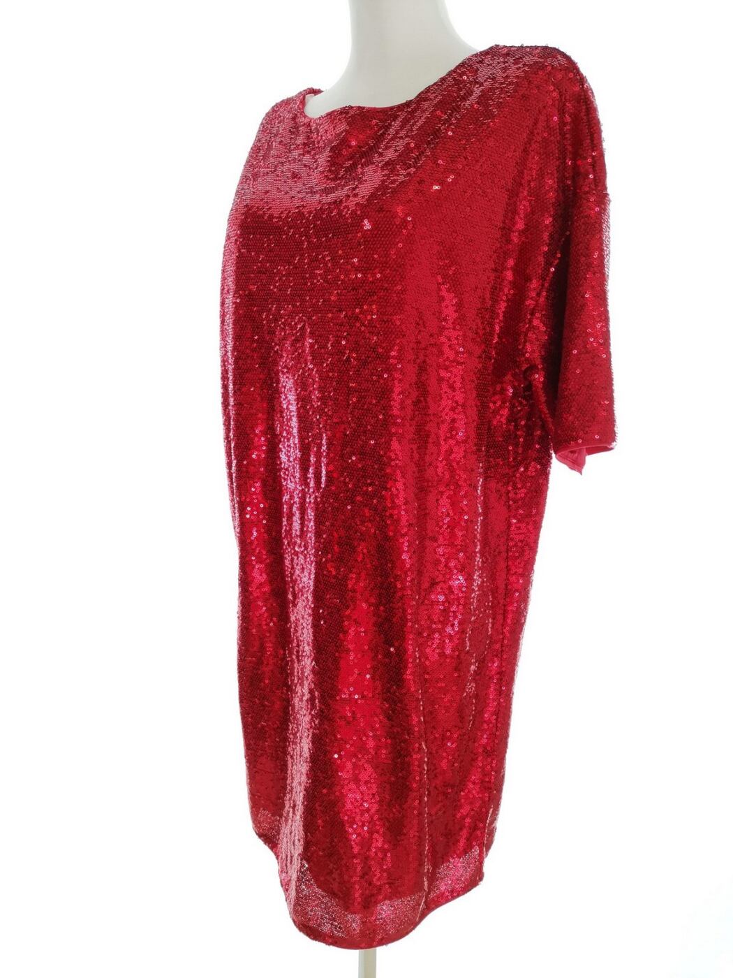 Design by KAPPAhl Rozmiar M Kolor Czerwony Okrągły dekolt Sukienka Prostokątna Krótki rękaw Do Kolan Design by KAPPAhl Rozmiar M Kolor Czerwony Okrągły dekolt Sukienka Prostokątna Krótki rękaw Do Kolan