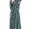 Lady Vintage Rozmiar 16 (44) Kolor Niebieski W serek Sukienka Sheath Krótki rękaw Midi Materiał Bawełna