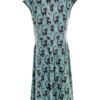 Lady Vintage Rozmiar 16 (44) Kolor Niebieski W serek Sukienka Sheath Krótki rękaw Midi Materiał Bawełna