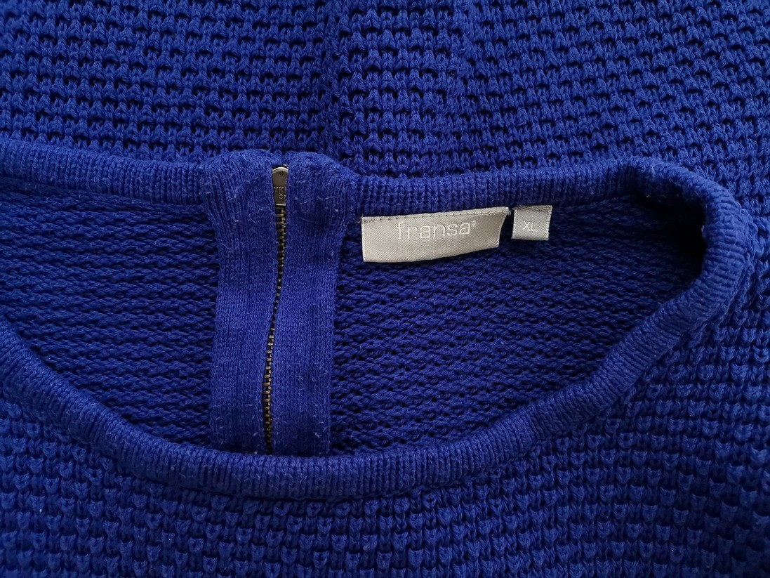 Fransa Rozmiar XL Kolor Niebieski Crew Neck Sweter Długi rękaw Materiał Bawełna Dzianina waflowa