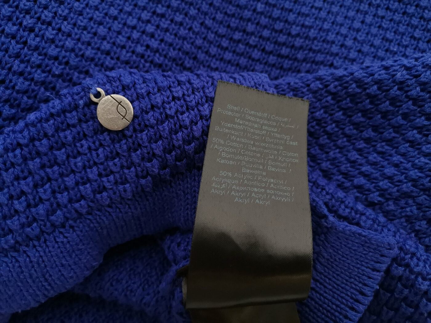 Fransa Rozmiar XL Kolor Niebieski Crew Neck Sweter Długi rękaw Materiał Bawełna Dzianina waflowa
