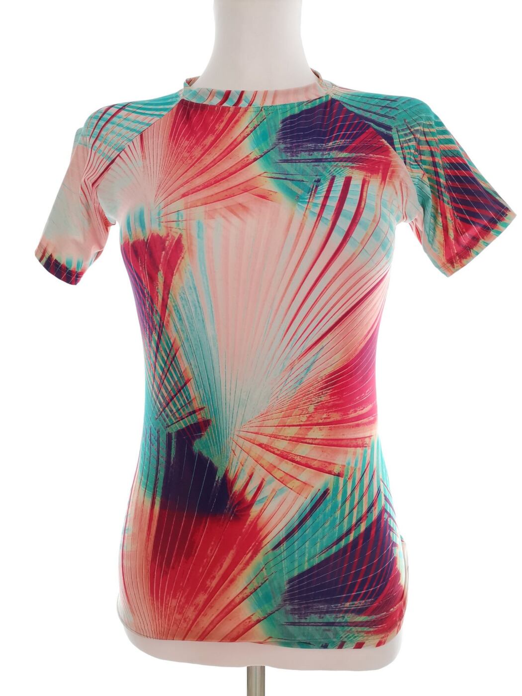 Rozmiar S Kolor Kolorowa Geometryczny Crew Neck Bluzka Krótki rękaw