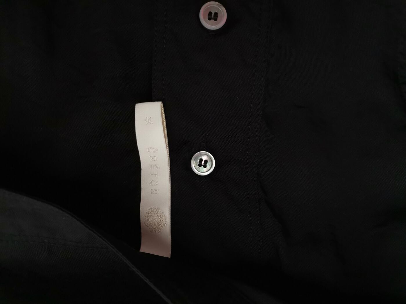 Creton Rozmiar 36 Kolor Czarny Okrągły dekolt Tunika Popover Bluzka Długi rękaw Materiał Tencel