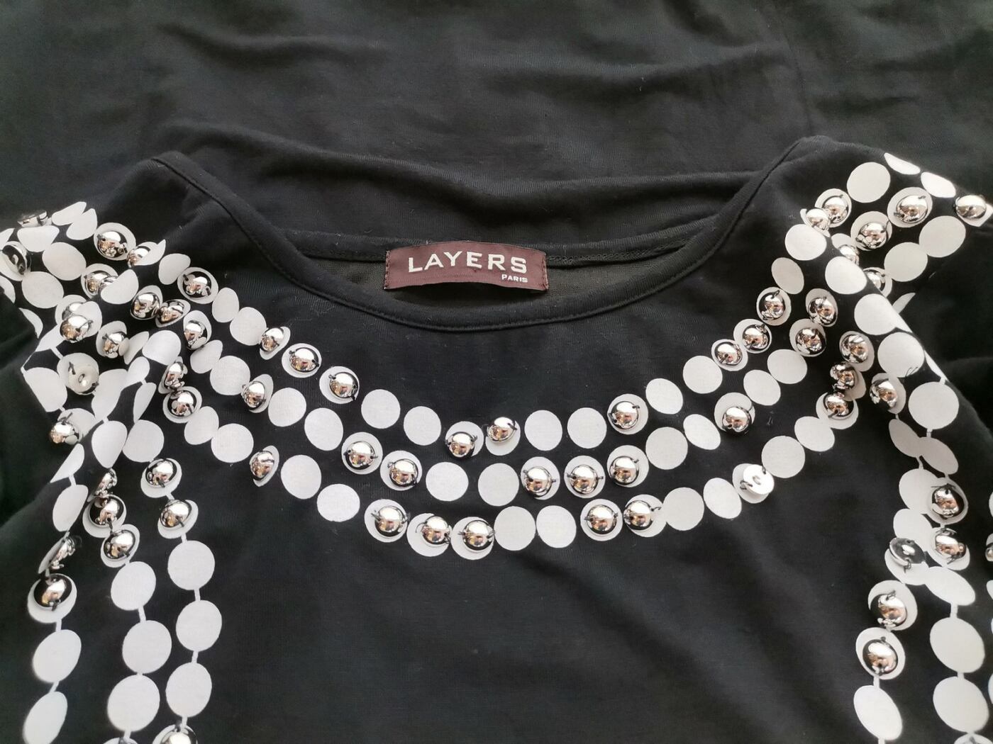 Layers Paris Rozmiar 38/40 Kolor Czarny Okrągły dekolt Sukienka Sheath Krótki rękaw Do Kolan Materiał Bawełna 100%