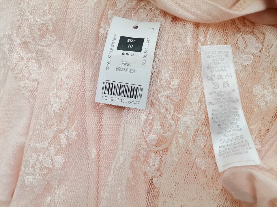 Dunnes Rozmiar 18 (46) Kolor Pudrowy Róż Okrągły dekolt Tunika Bluzka Bezrękawnik Materiał Wiskoza 100% Dunnes Rozmiar 18 (46) Kolor Pudrowy Róż Okrągły dekolt Tunika Bluzka Bezrękawnik Materiał Wiskoza 100%