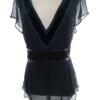 Limited Collection Rozmiar 16 (44) Kolor Granatowy W serek Bluzka Peplum Krótki rękaw Materiał Jedwab 100%