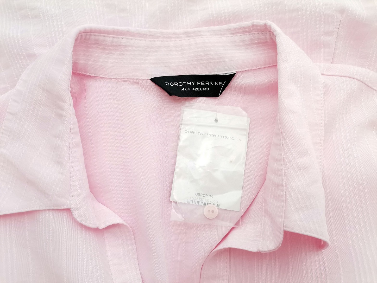 IMG_20220622_115352.jpg Dorothy perkins Rozmiar 14 (42) Kolor Różowy Pasy Kołnierz Koszula Zapinana Bluzka Rękaw 3/4 Materiał Wiskoza