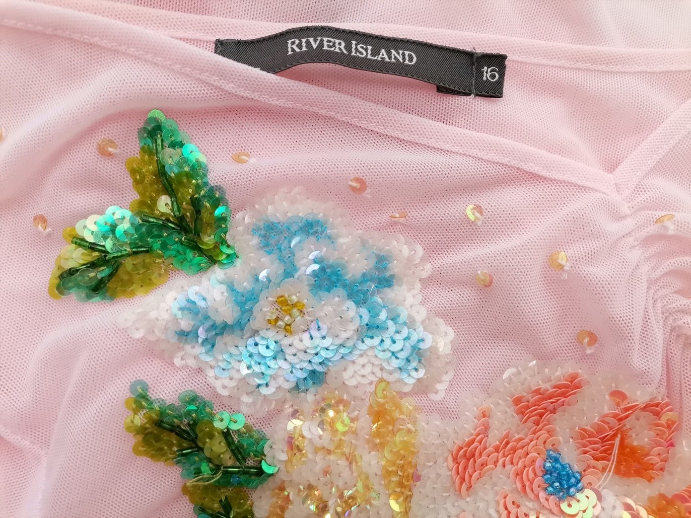 River island Rozmiar 16 (42) Kolor Różowy W serek Bluzka Krótki rękaw