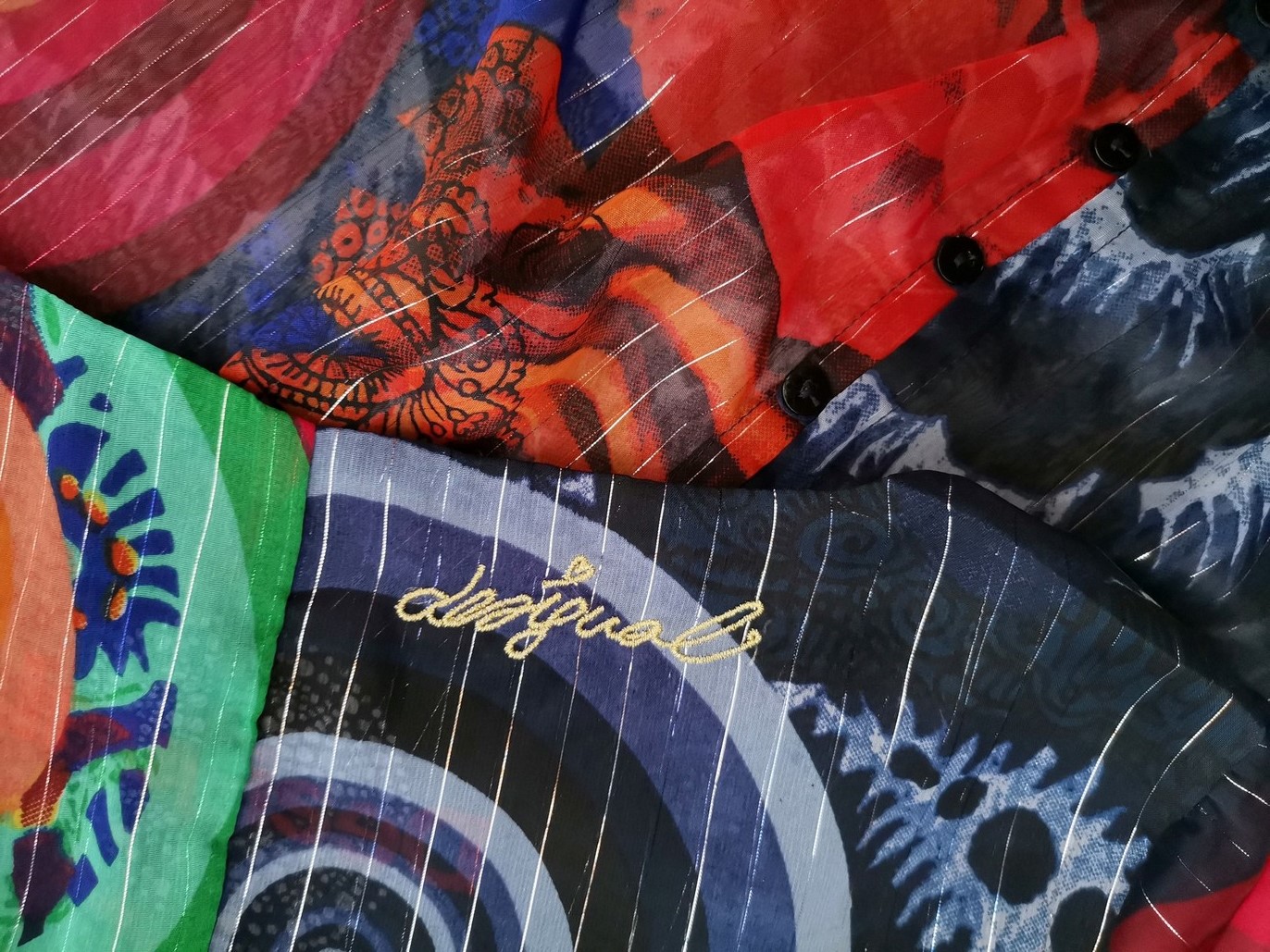 DESIGUAL Rozmiar M Kolor Granatowy Geometryczny Okrągły dekolt Tunika Bluzka Długi rękaw DESIGUAL Rozmiar M Kolor Granatowy Geometryczny Okrągły dekolt Tunika Bluzka Długi rękaw