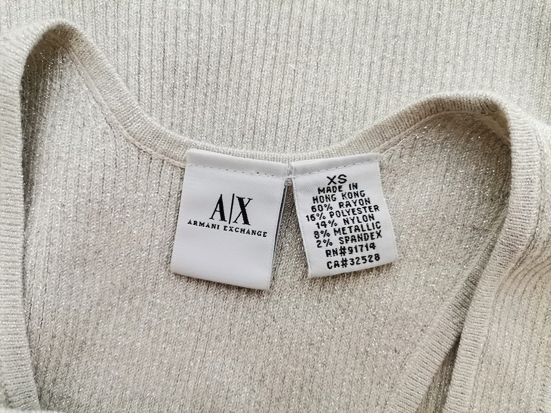 IMG_20220622_142827.jpg AX Armani Exchange Rozmiar XS Kolor Szary Dekolt U Bluzka Bezrękawnik Materiał Rayon
